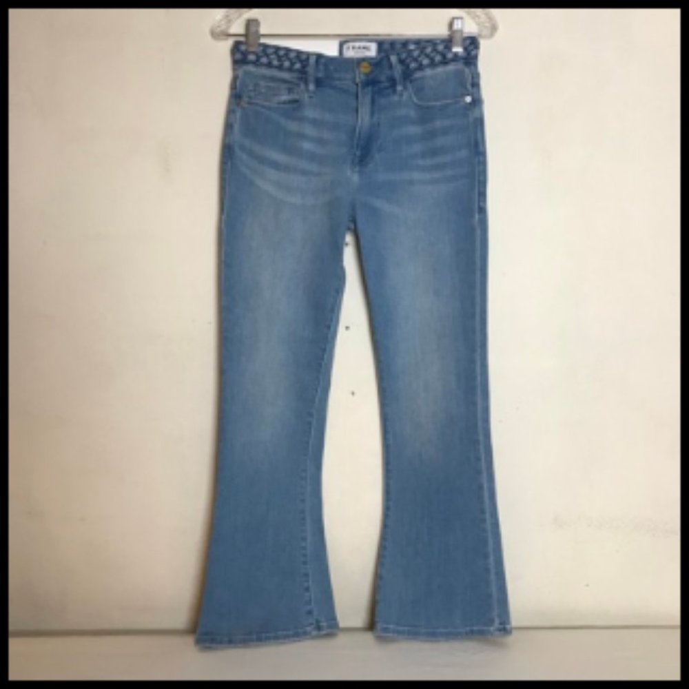 NEW Frame Le Crop Mini Boot Mid Rise Crop Bootcut Fit Braided Waistband Size 26